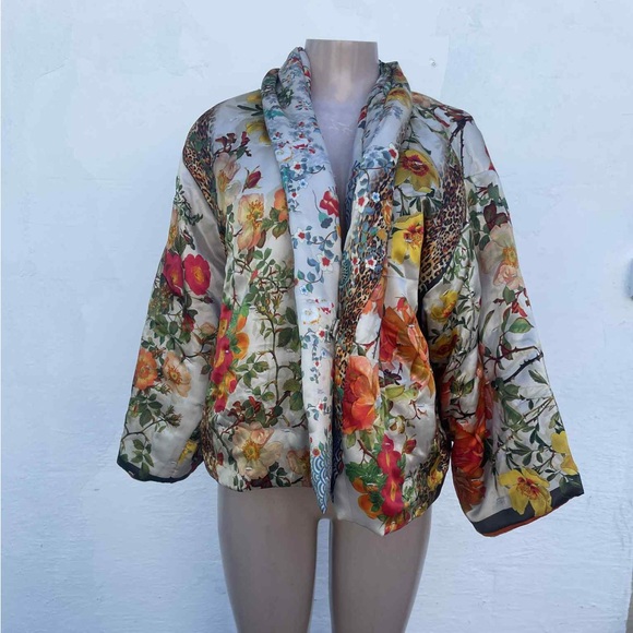 Johnny Was Multicolor Floral Puffer Jacket